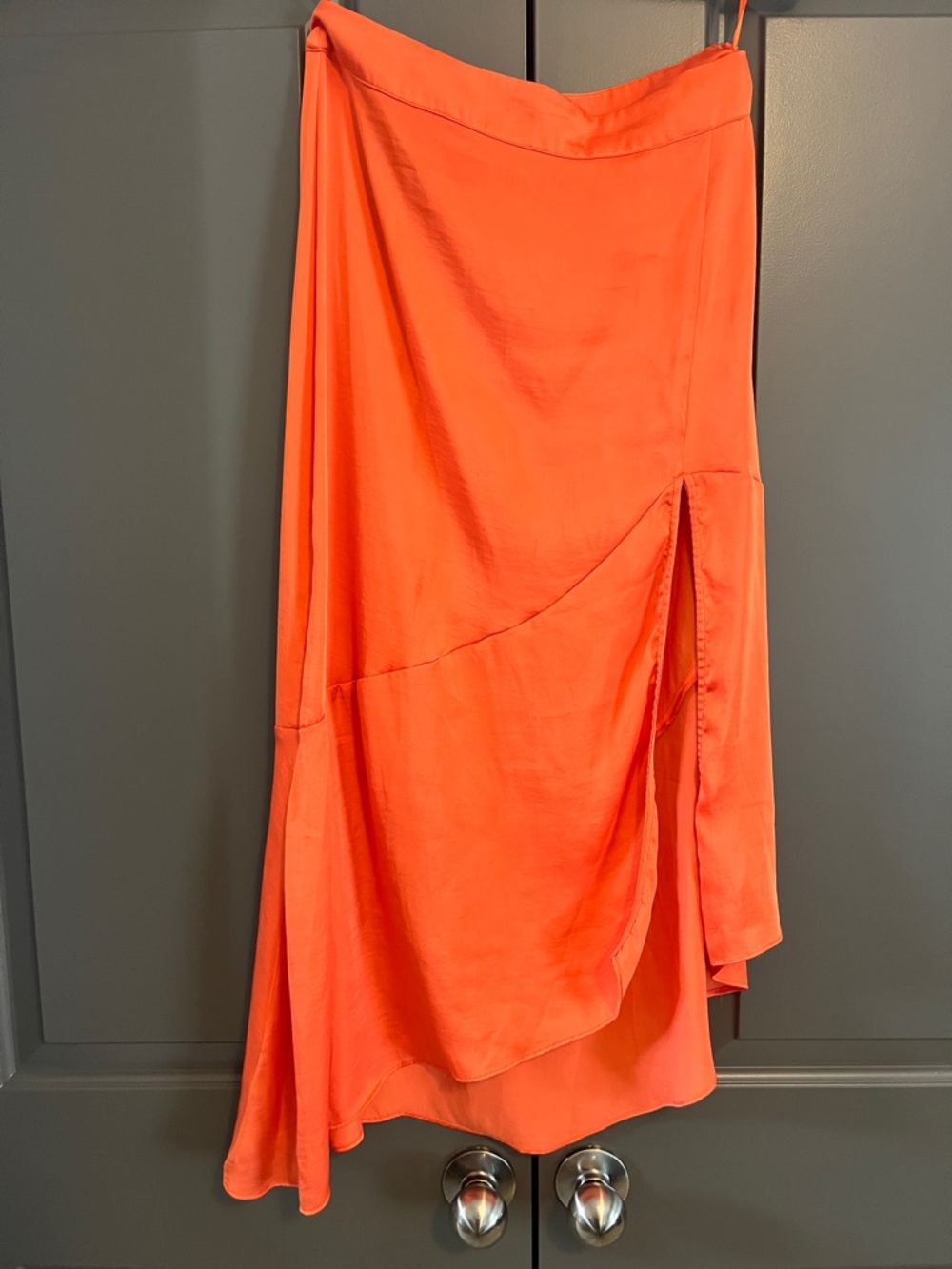 Free People Orange Asymmetric Slip Skirt